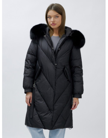 Тёплый женский пуховик с мехом песца