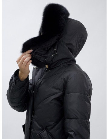 Тёплый женский пуховик с мехом песца