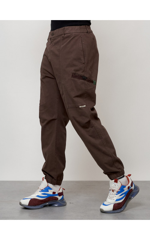 Мужские брюки карго с накладными карманами, коричневые в Тюмени