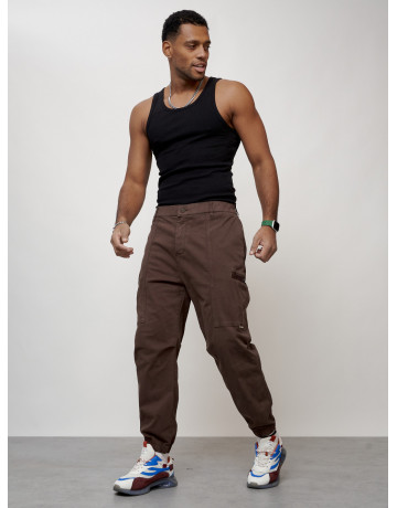 Мужские брюки карго с накладными карманами, коричневые в Тюмени
