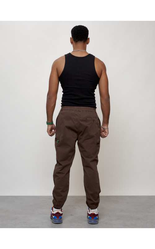 Мужские брюки карго с накладными карманами, коричневые в Тюмени