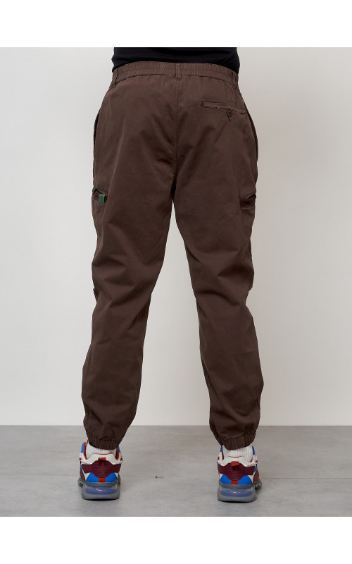 Мужские брюки карго с накладными карманами, коричневые в Тюмени