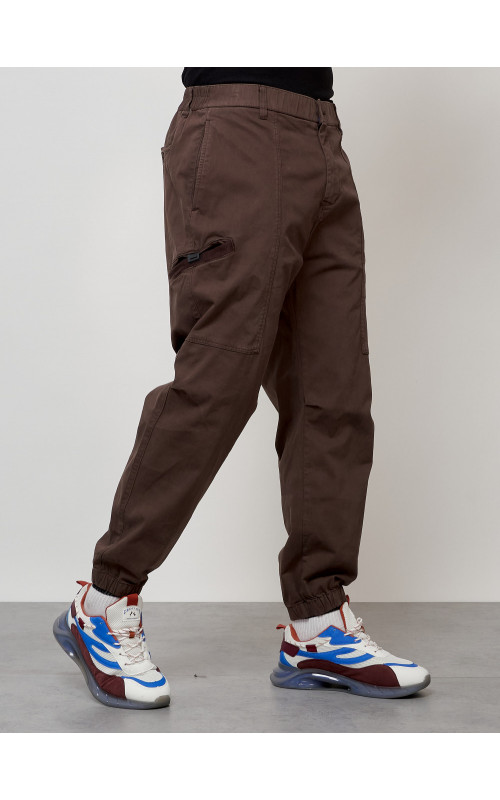 Мужские брюки карго с накладными карманами, коричневые в Тюмени