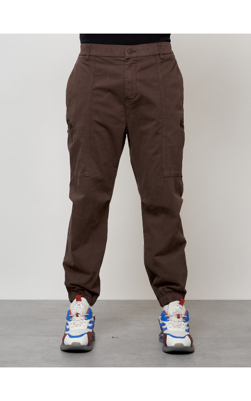 Мужские брюки карго с накладными карманами, коричневые в Тюмени