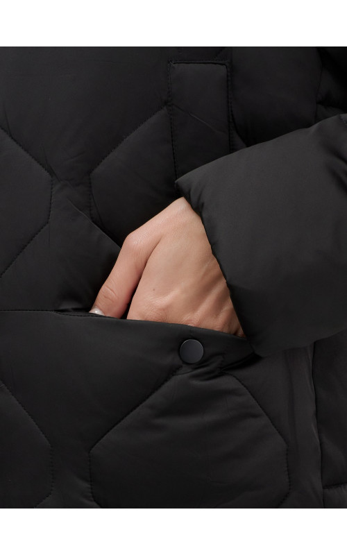 Длинный зимний пуховик с мехом песца.