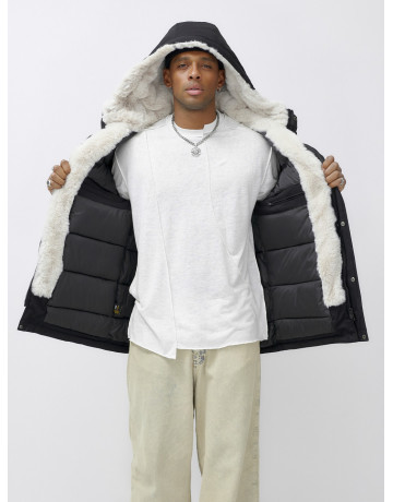 Мужская зимняя удлиненная парка с мехом, чёрная в Тюмени