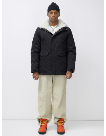 Мужская зимняя удлиненная парка с мехом, чёрная в Тюмени