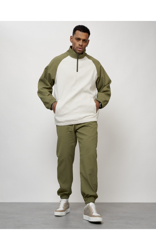 Мужской модный спортивный костюм цвета хаки для активных занятий. в Тюмени