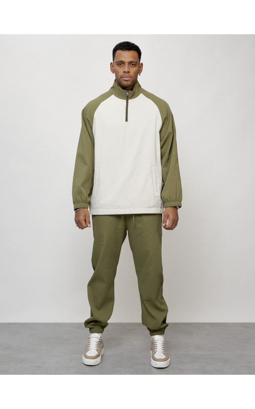 Мужской модный спортивный костюм цвета хаки для активных занятий. в Тюмени