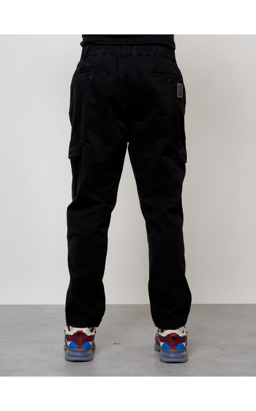 Мужские брюки карго с накладными карманами, чёрные в Тюмени