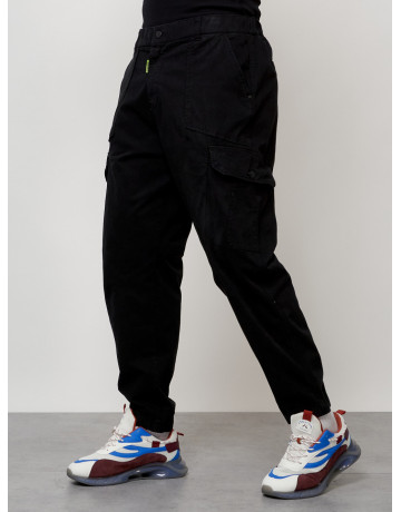 Мужские брюки карго с накладными карманами, чёрные в Тюмени