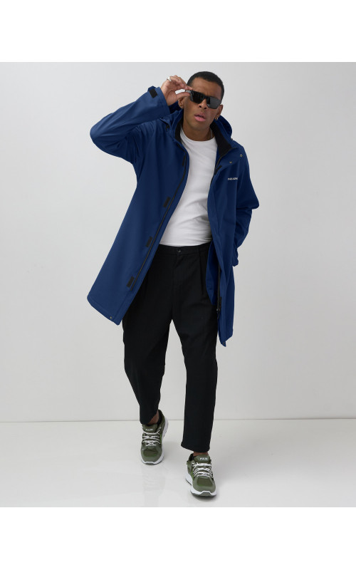 Мужская спортивная парка с капюшоном синего цвета для активного отдыха в Тюмени