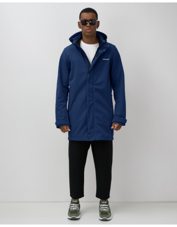Мужская спортивная парка с капюшоном синего цвета для активного отдыха в Тюмени