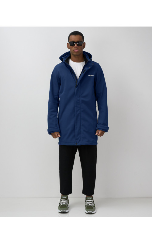 Мужская спортивная парка с капюшоном синего цвета для активного отдыха в Тюмени