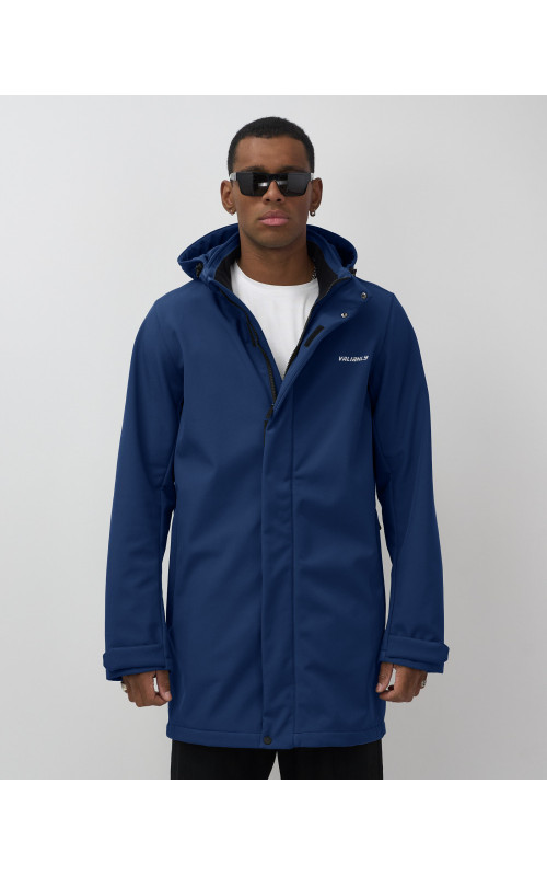 Мужская спортивная парка с капюшоном синего цвета для активного отдыха в Тюмени