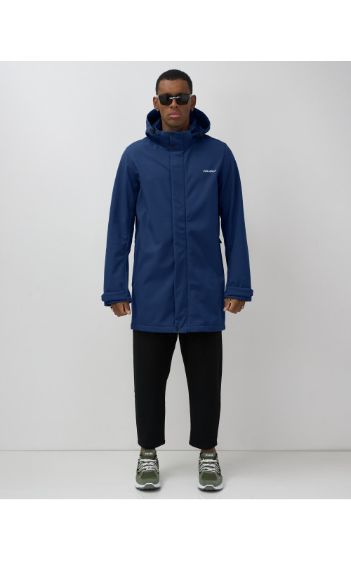 Мужская спортивная парка с капюшоном синего цвета для активного отдыха в Тюмени