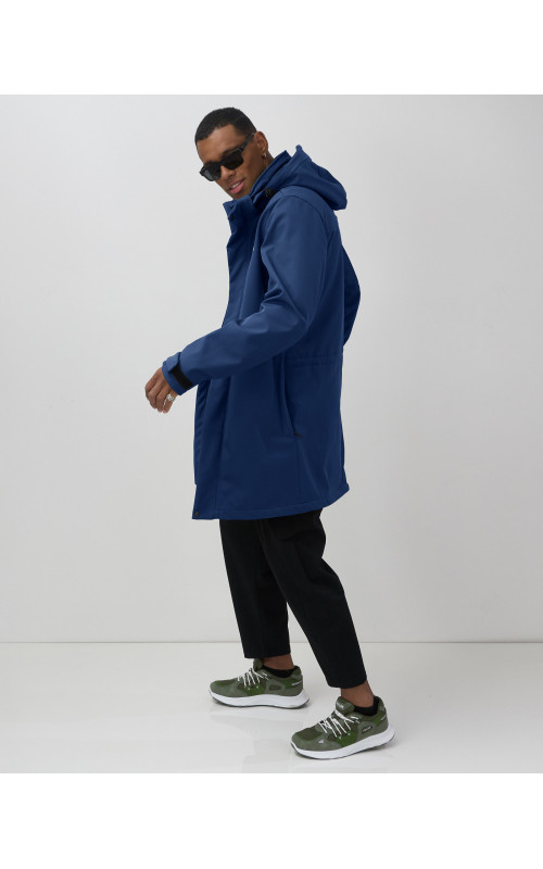 Мужская спортивная парка с капюшоном синего цвета для активного отдыха в Тюмени