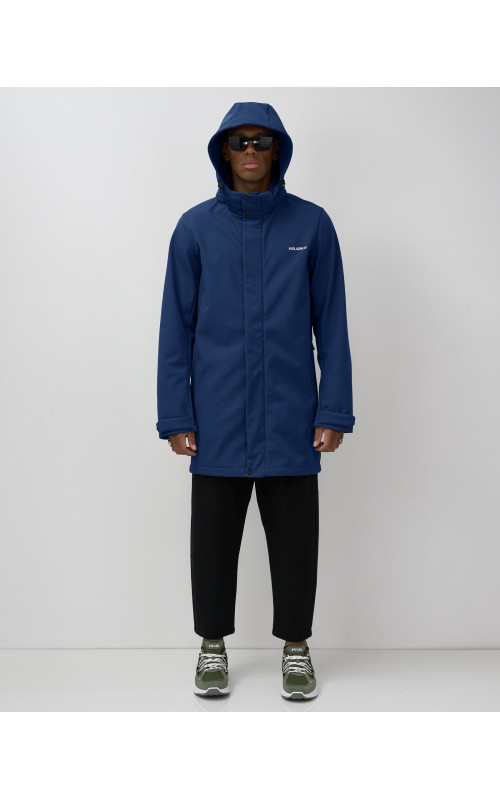 Мужская спортивная парка с капюшоном синего цвета для активного отдыха в Тюмени