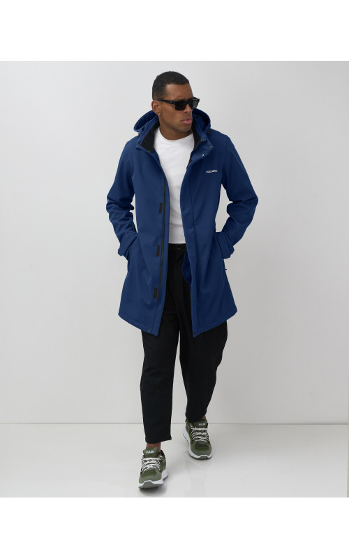 Мужская спортивная парка с капюшоном синего цвета для активного отдыха в Тюмени