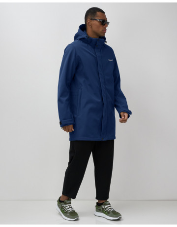 Мужская спортивная парка с капюшоном синего цвета для активного отдыха в Тюмени