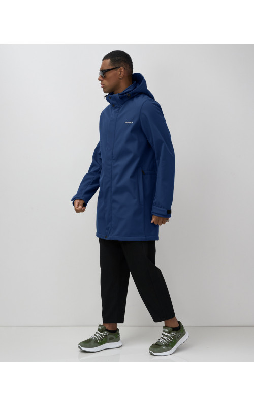 Мужская спортивная парка с капюшоном синего цвета для активного отдыха в Тюмени