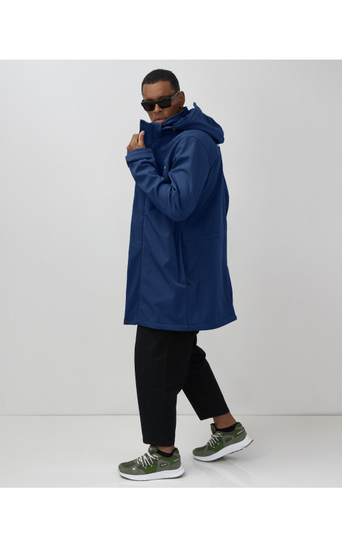 Мужская спортивная парка с капюшоном синего цвета для активного отдыха в Тюмени