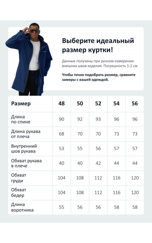 Мужская спортивная парка с капюшоном синего цвета для активного отдыха в Тюмени