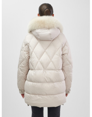 Пуховик для женщин с мехом песца, элегантный и тёплый