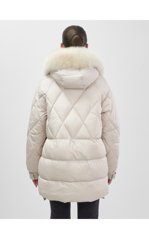 Пуховик для женщин с мехом песца, элегантный и тёплый