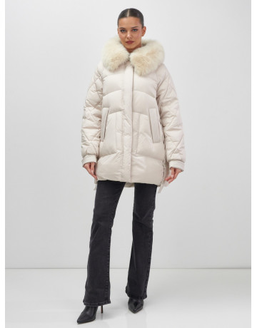 Пуховик для женщин с мехом песца, элегантный и тёплый