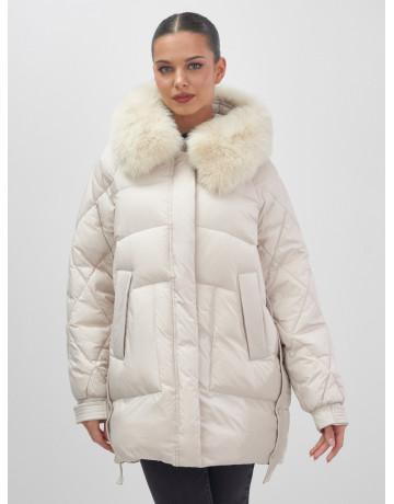 Пуховик для женщин с мехом песца, элегантный и тёплый