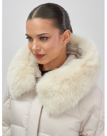 Пуховик для женщин с мехом песца, элегантный и тёплый