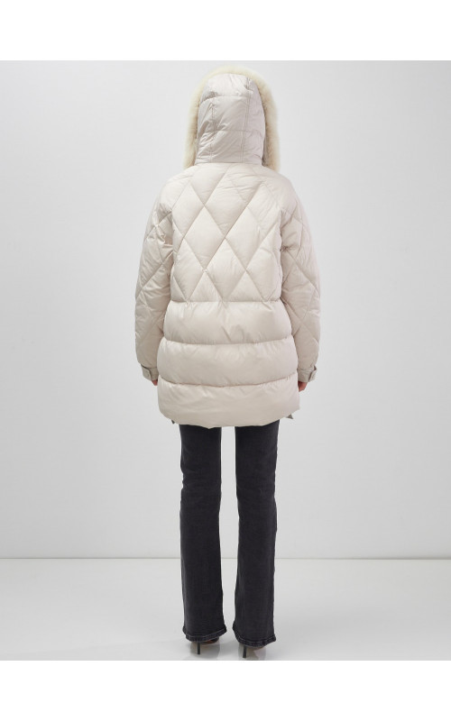 Пуховик для женщин с мехом песца, элегантный и тёплый