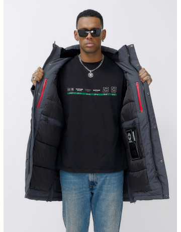 Мужская зимняя удлиненная парка темно-серого цвета. в Тюмени