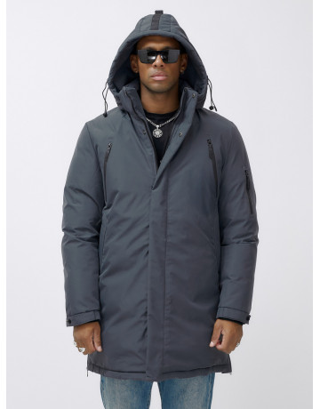 Мужская зимняя удлиненная парка темно-серого цвета. в Тюмени