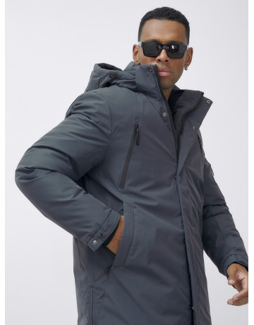 Мужская зимняя удлиненная парка темно-серого цвета. в Тюмени