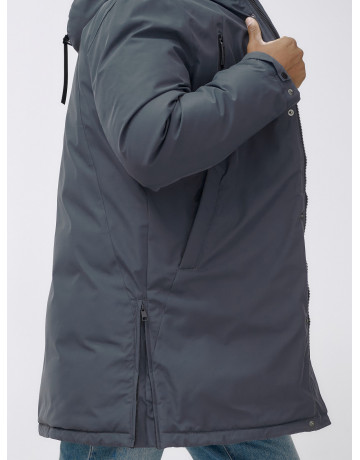 Мужская зимняя удлиненная парка темно-серого цвета. в Тюмени