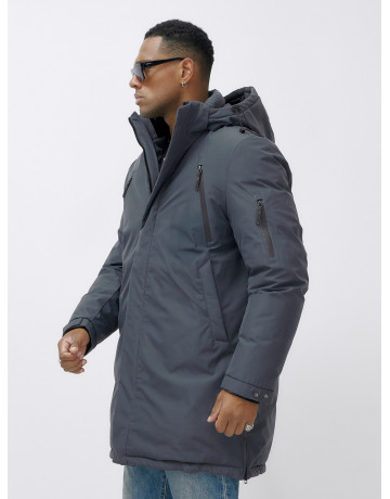 Мужская зимняя удлиненная парка темно-серого цвета. в Тюмени