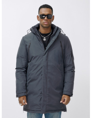 Мужская зимняя удлиненная парка темно-серого цвета. в Тюмени
