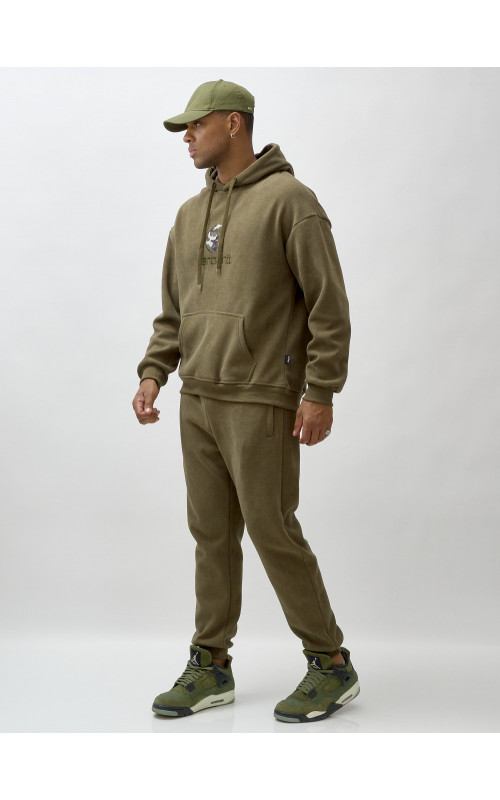 Мужской демисезонный спортивный костюм на флисе, хаки, для спорта. в Тюмени