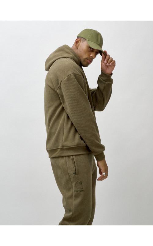 Мужской демисезонный спортивный костюм на флисе, хаки, для спорта. в Тюмени