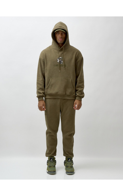 Мужской демисезонный спортивный костюм на флисе, хаки, для спорта. в Тюмени