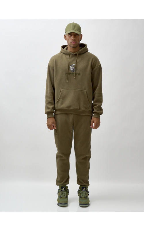 Мужской демисезонный спортивный костюм на флисе, хаки, для спорта. в Тюмени