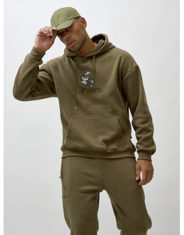 Мужской демисезонный спортивный костюм на флисе, хаки, для спорта. в Тюмени