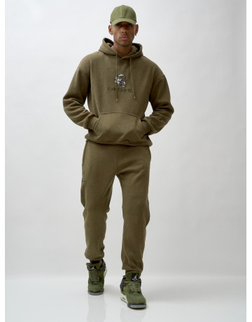 Мужской демисезонный спортивный костюм на флисе, хаки, для спорта. в Тюмени