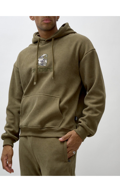 Мужской демисезонный спортивный костюм на флисе, хаки, для спорта. в Тюмени