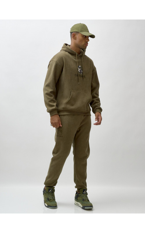 Мужской демисезонный спортивный костюм на флисе, хаки, для спорта. в Тюмени