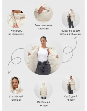 Утеплённая женская куртка с капюшоном для осени и зимы.