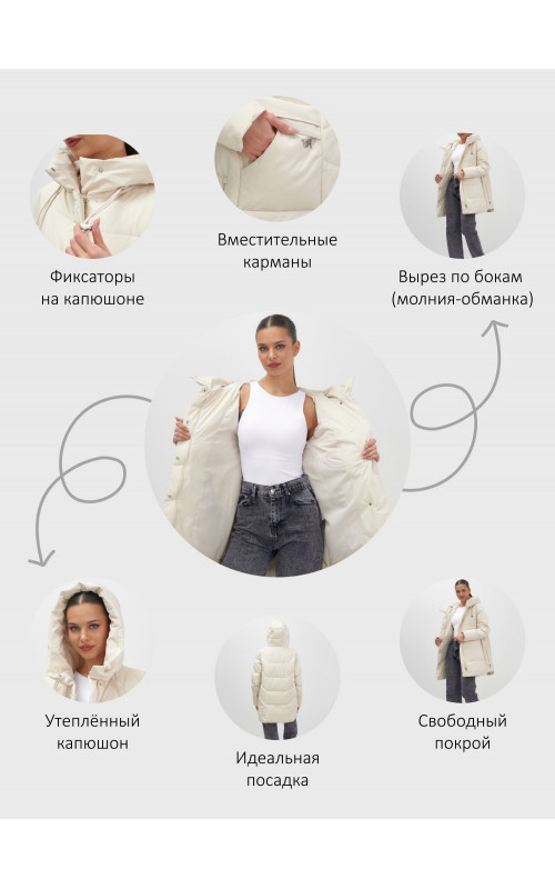 Утеплённая женская куртка с капюшоном для осени и зимы.