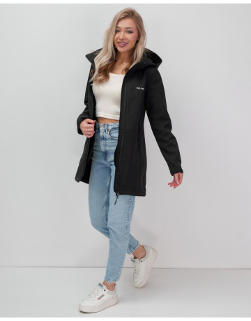 Женская спортивная парка с капюшоном softshell, чёрная, для активного отдыха в Тюмени